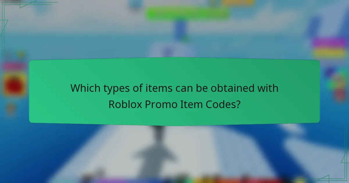Which types of items can be obtained with Roblox Promo Item Codes?